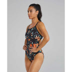 TYR Durafast Elite Crosscut Tieback Swimsuit - Orange/Aqua/Black image 2