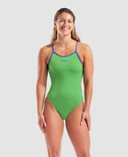 Arena - WOMENS SOLID TIE BACK SWIMSUIT - Green/Blue