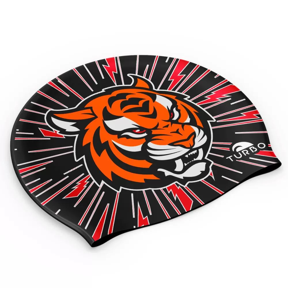 Turbo Silicone Swim Cap - Tiger Roar
