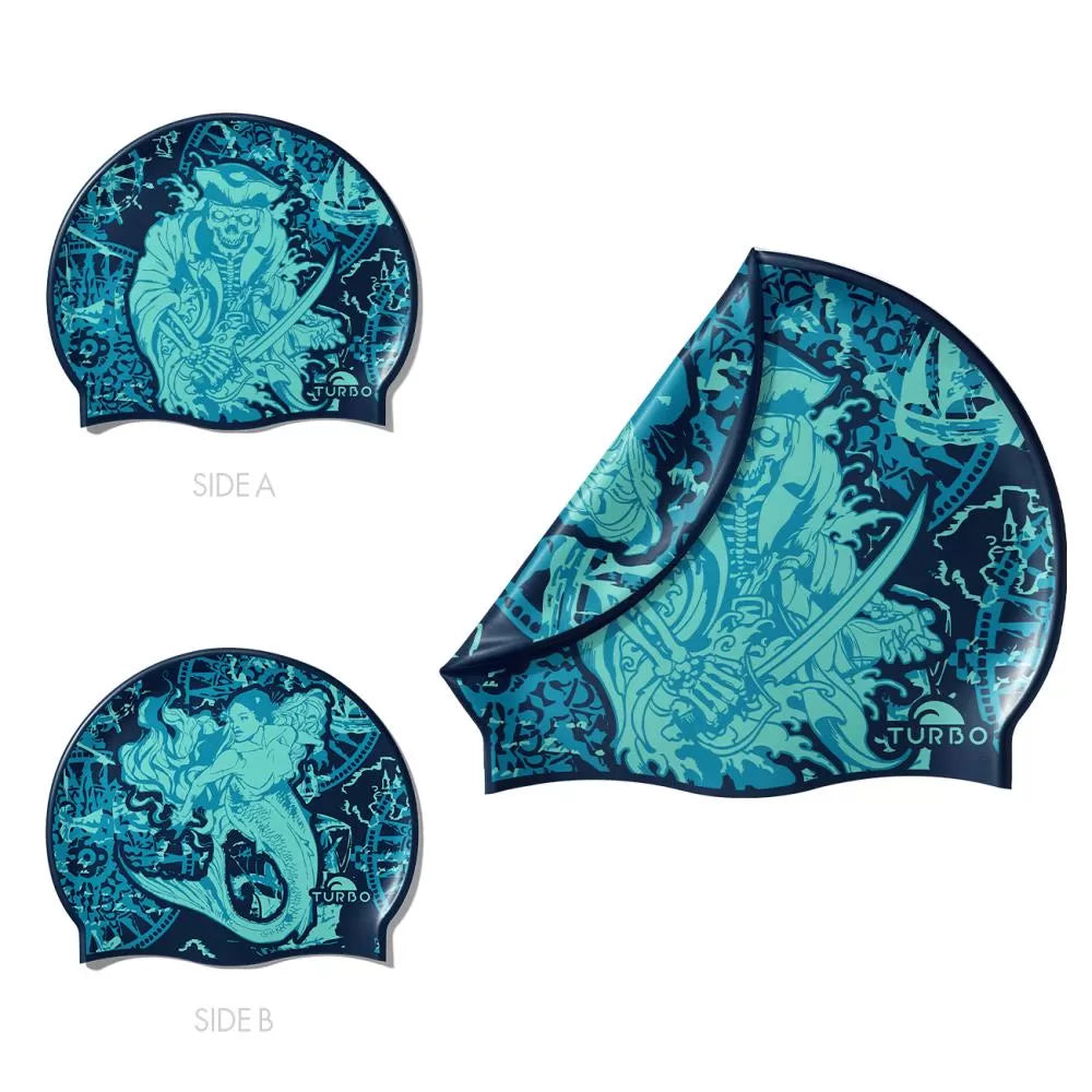 Turbo Silicone Swim Cap - Pirate vs Mermaid